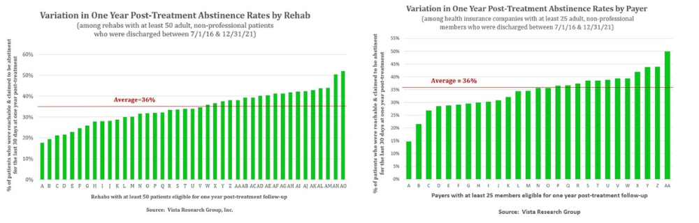Variation in One Year Post-Treatment Abstinence Rates by Rehab & Payer