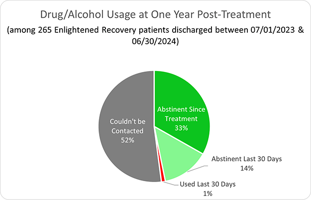 Enlighted Recovery Drug/Alcohol Usage at one year post-treatment