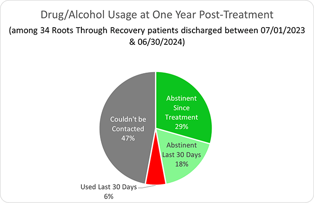 Roots Through Recovery Drug/Alcohol Usage at One Year Post-Treatment