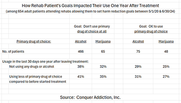 How Rehab Patient's Goals Impacted Their Use One Year After Treatment