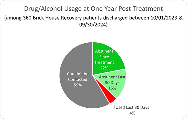 Brick House Success Rating at One Year Post-Treatment