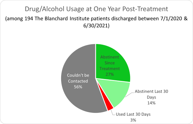 The Blanchard Institute- Drug/Alcohol Usage at One Year Post-Treatment 2022