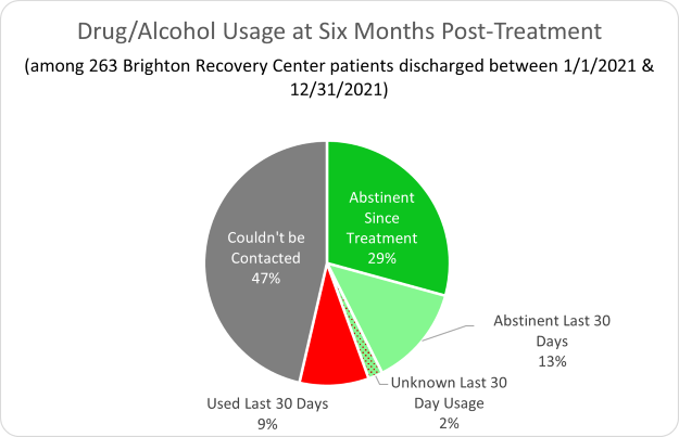 Brighton Recovery Drug/Alcohol Usage at Six Months Post-Treatment 2022