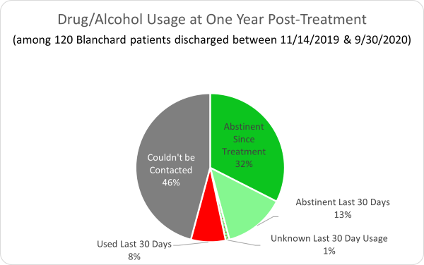The Blanchard Institute- Drug/Alcohol Usage at One Year Post-Treatment