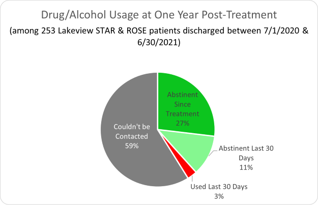 Lakeview-Drug/Alcohol Usage at One Year Post-Treatment