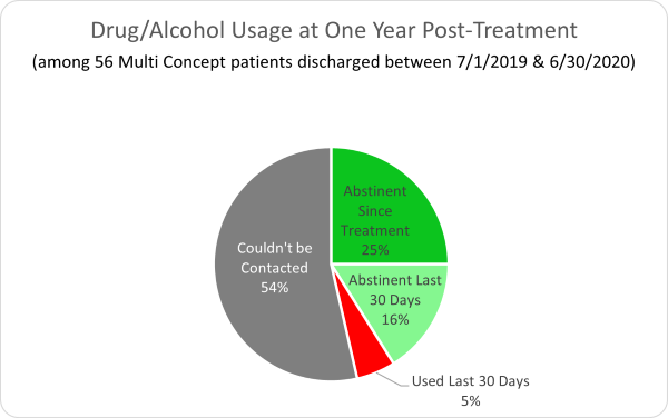 Multi-Concept Drug/Alcohol Usage at One Year Post-Treatment